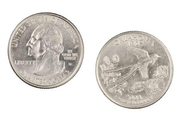 Oklahoma 2008d devlet Hatıra çeyrek beyaz bir b üzerinde izole