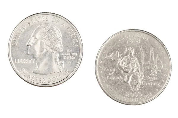 Illinois 2003p State Commemorative Quarter isolated on a white b — Stock Photo, Image