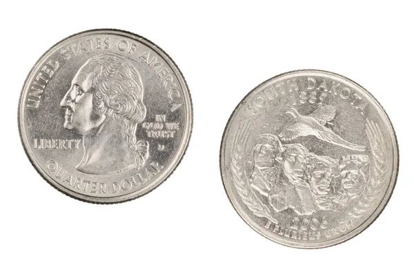 South Dakota 2006d State Commemorative Quarter isolated on a whi — Stock Photo, Image