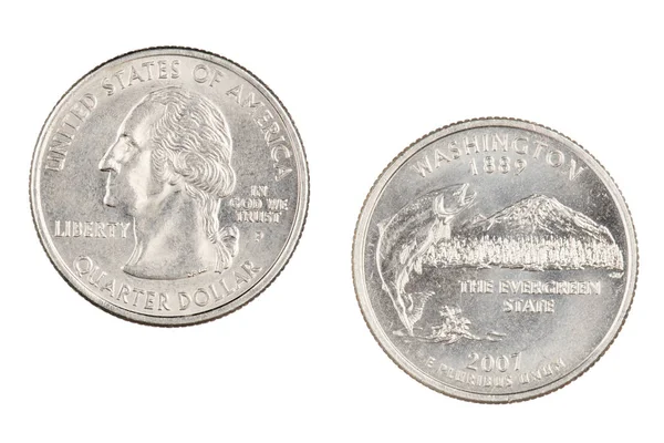 Washington 2007p State Commemorative Quarter isolated on a white — Stock Photo, Image