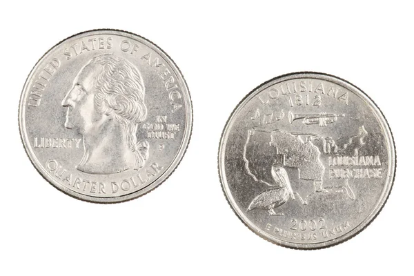 Louisiana 2002p State Commemorative Quarter isolated on a white — Stock Photo, Image