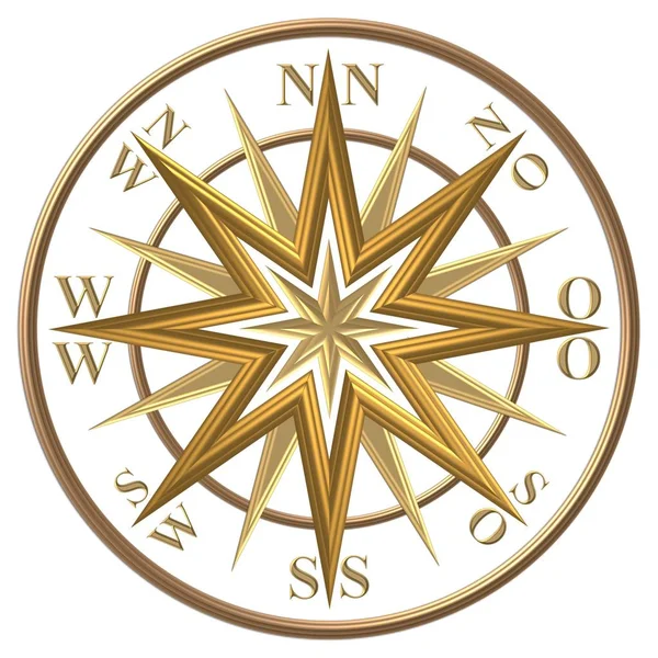 Golden Compass Arany Windrose Arany Kormánykerék — Stock Fotó