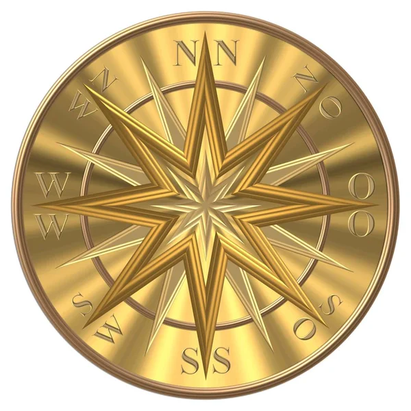 Golden Compass Arany Windrose Arany Kormánykerék — Stock Fotó