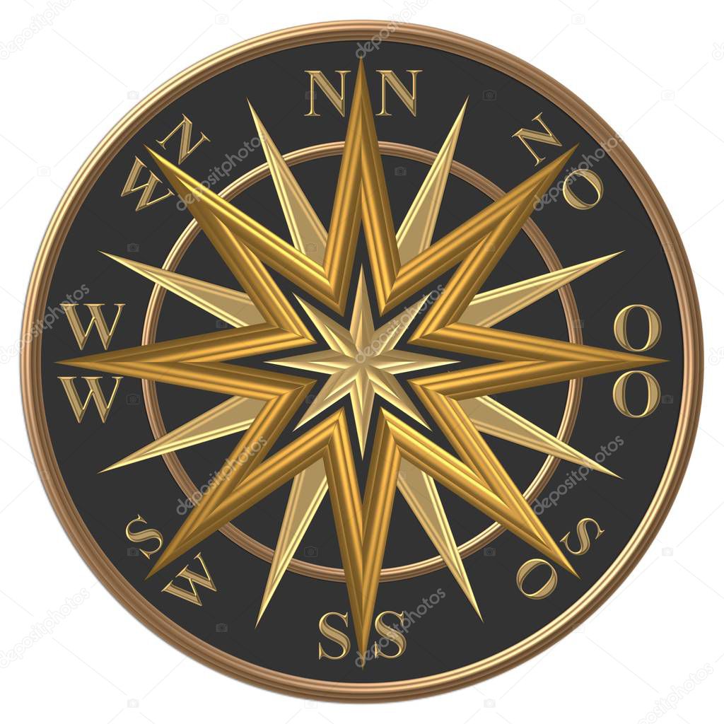 Golden compass - Golden Windrose - Golden Steering Wheel