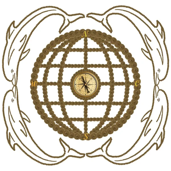 Kompasu Kotva Volant Globe Větrná Růžice — Stock fotografie
