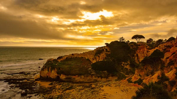 Salida Del Sol Puestas Sol Costa Del Algarve Portugal Lagos — Foto de Stock