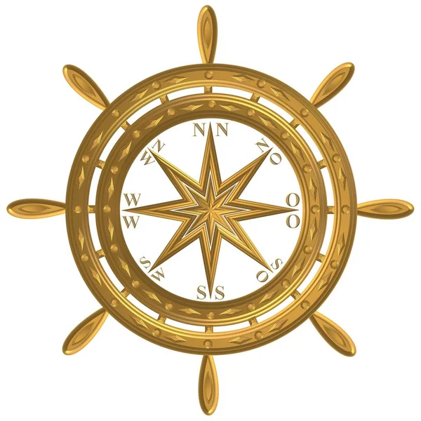 Golden compass  anchor  wind rose  steering wheel  globe