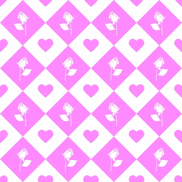 バラのシームレスなベクトルの幾何学的な背景は単色 - ピンクの背景に継続的なレプリケーションのパターン. — ストックベクタ