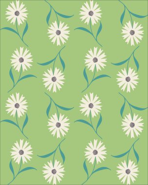 Vektör yeşil zemin üzerine beyaz Peygamber ile Dikişsiz soyut desen.