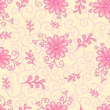 Vektör sorunsuz, lüks doku desenleri çiçek ve yaprakları ile yinelenen. Tek renkli pembe.