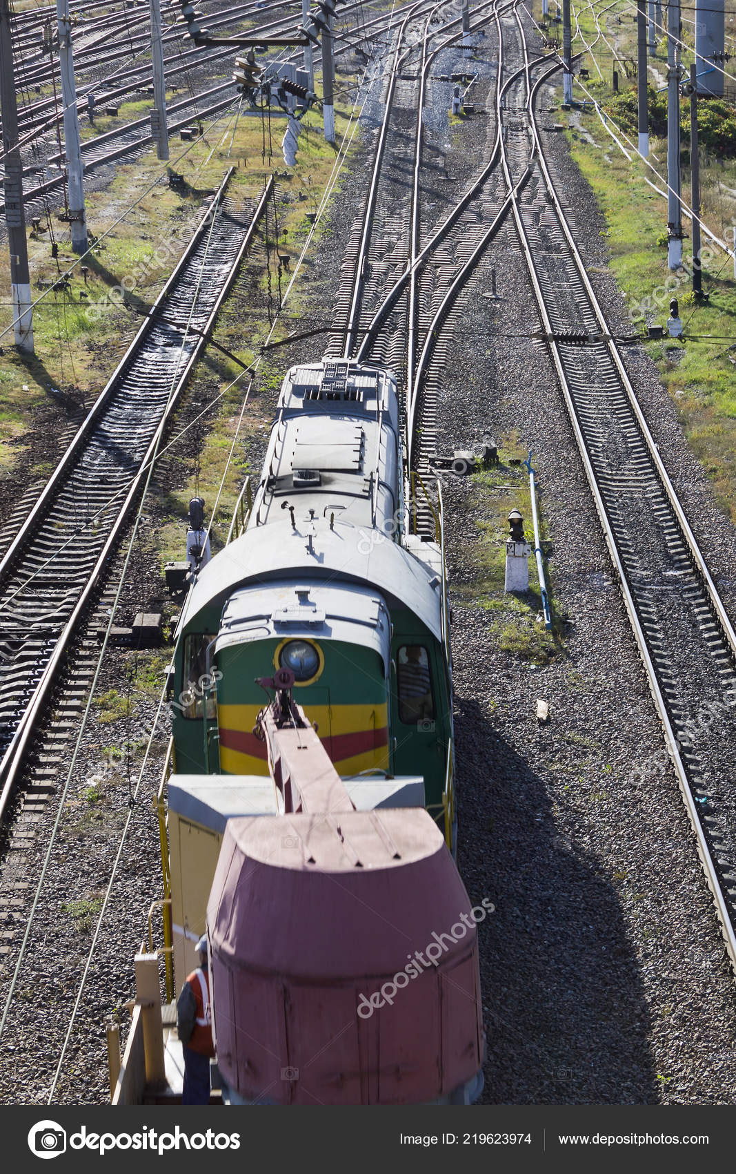 Railroad And Freight Train On Vertically Oriented Frame