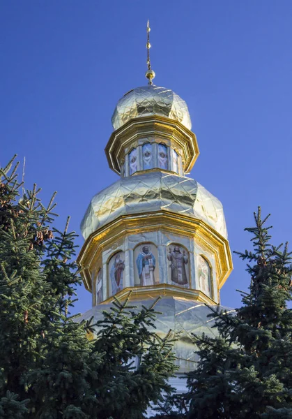 Golden-Domed Bell Tower near Pechersk Lavra, Kiev Ukraine — Stock Photo, Image