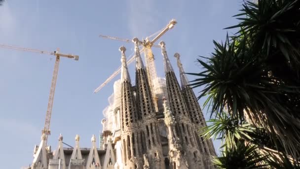 Sagrada Familia Extrior Antonio Gaudi Tarafından Barcelona Spanya Ünlü Turistik — Stok video