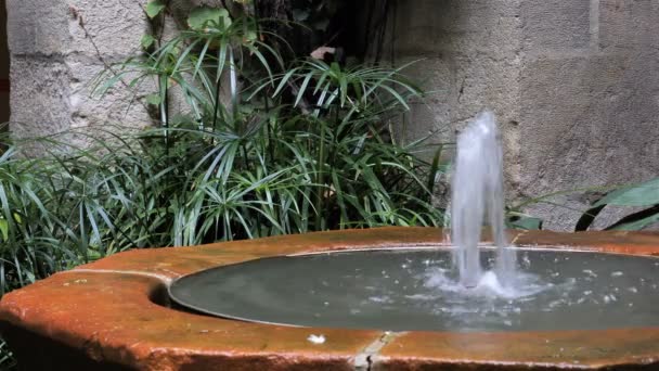 Архітектурний будівельник внутрішній водоспад фонтан внутрішня природа — стокове відео
