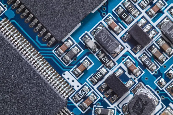 Printplaat Met Chips Radio Componenten Elektronica — Stockfoto