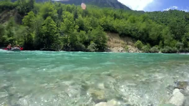 Tara River Montenegro Juni 2018 Niet Geïdentificeerde Mensen Actie Rafting — Stockvideo