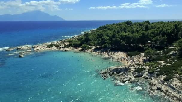 Berömda Orange Beach Portokali Beach Sithonia Halkidiki Grekland Personer Som — Stockvideo