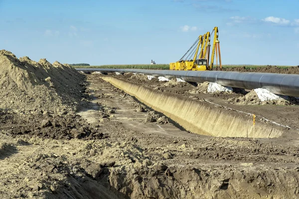 Монтаж и строительство газопровода природного газа — стоковое фото