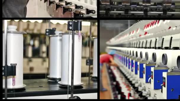 Garenfabriek Textielindustrie Conceptuele Videowand Textiel Fabricage Machines Het Werk Geautomatiseerde — Stockvideo