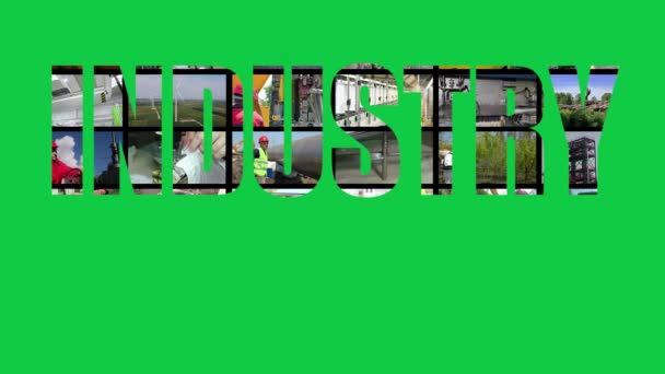 Industry Animated Text Chroma Key Green Screen Background Industrial Multi — Stock Video
