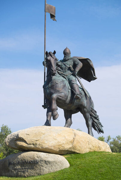 Monument to Ilya Muromets in Muromets Park, Kiev, Ukraine, August 4, Kyiv