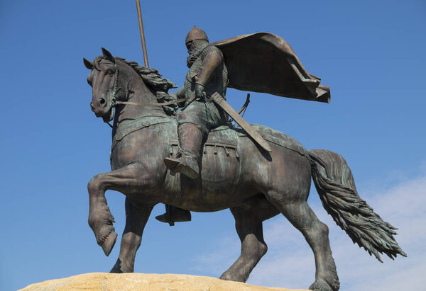 Monument to Ilya Muromets in Muromets Park, Kiev, Ukraine, August 4, Kyiv