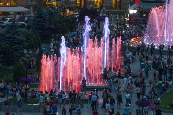Color Music Fountains Independence Square Kiev June 2017 — Stock Photo, Image