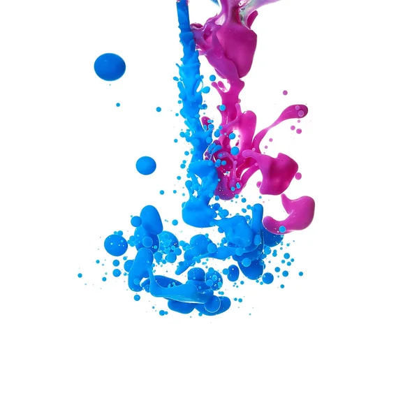 Ink in water. Splash paint mixing. Multicolored liquid dye. Abstract  sculpture background color
