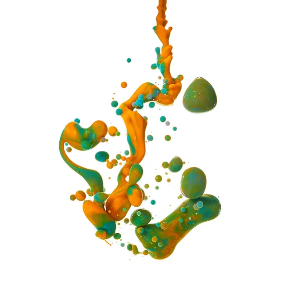 Tinta Água Mistura Tinta Salpicada Corante Líquido Multicolorido Abstrato Escultura — Fotografia de Stock