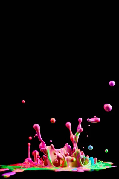 Танцующая Цветная Краска Абстрактная Скульптурная Краска Всплеск Чернил Черном Фоне — стоковое фото