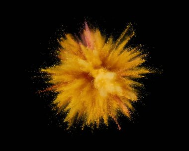 Renkli barut patlaması. Arka planda soyut yakın çekim tozu. Renkli bir patlama. Boya deliği