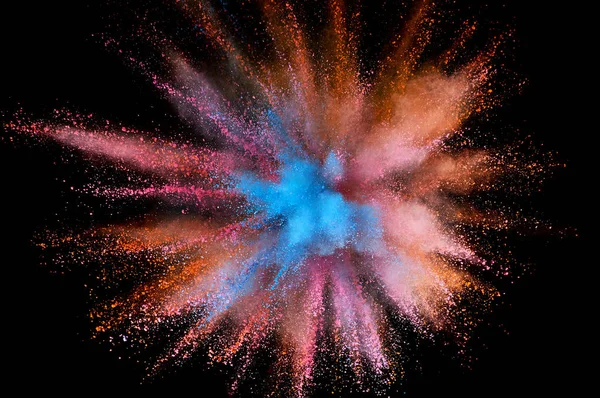 彩色粉末爆炸 背景下的特写镜头灰尘 五彩缤纷的爆炸Paint Holi — 图库照片