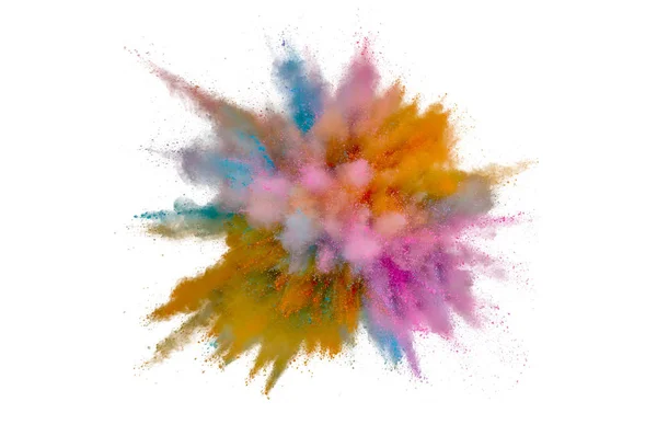 Colored powder explosion on white background. Abstract closeup d — Stock Photo, Image