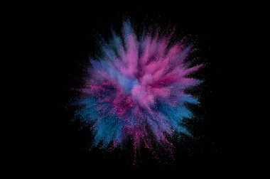 Renkli toz patlaması. Arka planda soyut çekim tozu. Albay