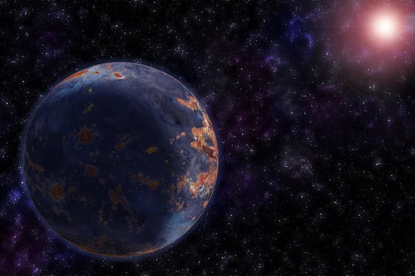 Планета на звездном небе, космос. Звуки космического излучения — стоковое фото