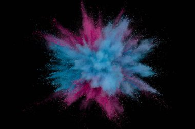 Renkli toz patlaması. Arka planda soyut çekim tozu. Albay