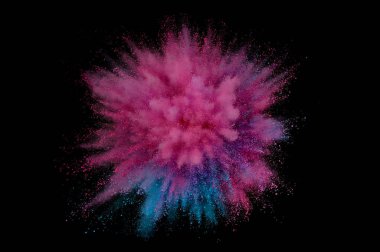 Renkli toz patlaması. Arka planda soyut çekim tozu. Albay