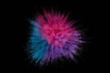 Renkli toz patlaması. Arka planda soyut çekim tozu. Albay