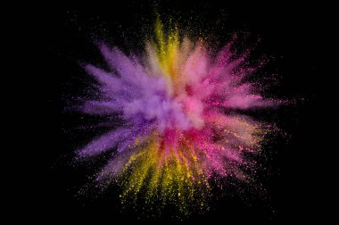 Renkli toz patlaması. Arka planda soyut çekim tozu. Albay