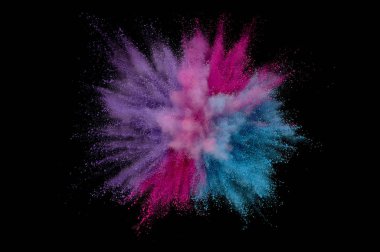 Renkli toz patlaması. Arka planda soyut çekim tozu. Albay