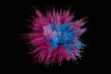 Renkli toz patlaması. Arka planda soyut çekim tozu. Albay
