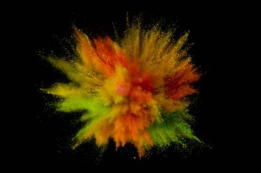Renkli toz patlaması. Arka planda soyut çekim tozu. Albay