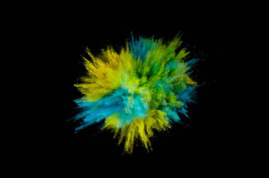 Renkli toz patlaması. Arka planda soyut çekim tozu. Albay