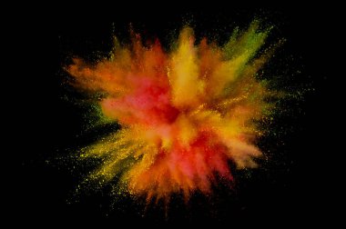 Renkli toz patlaması. Arka planda soyut çekim tozu. Albay