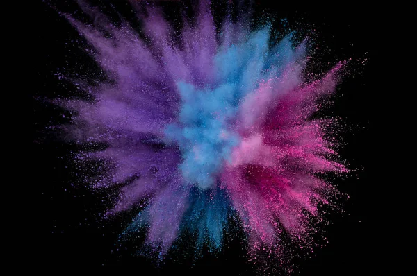 Colored powder explosion. Abstract closeup dust on backdrop. Col — Stock Photo, Image