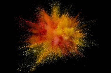 Renkli toz patlaması. Arka planda soyut çekim tozu. Albay