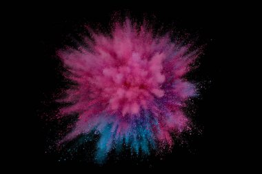 Renkli toz patlaması. Arka planda soyut çekim tozu. Albay