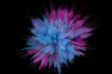 Renkli toz patlaması. Arka planda soyut çekim tozu. Albay