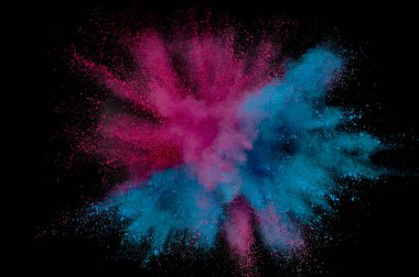 Renkli toz patlaması. Arka planda soyut çekim tozu. Albay