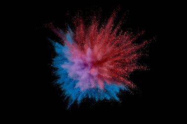 Renkli toz patlaması. Arka planda soyut çekim tozu. Albay